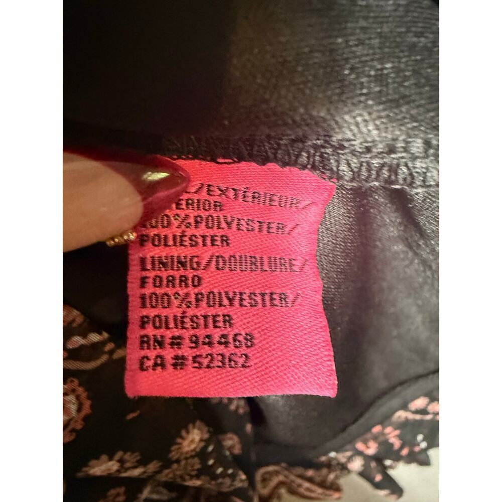 Betsey Johnson Black Pink Paisley Long Bell Sleeve Ruffle Mini Dress Size 8 - Picture 4 of 5